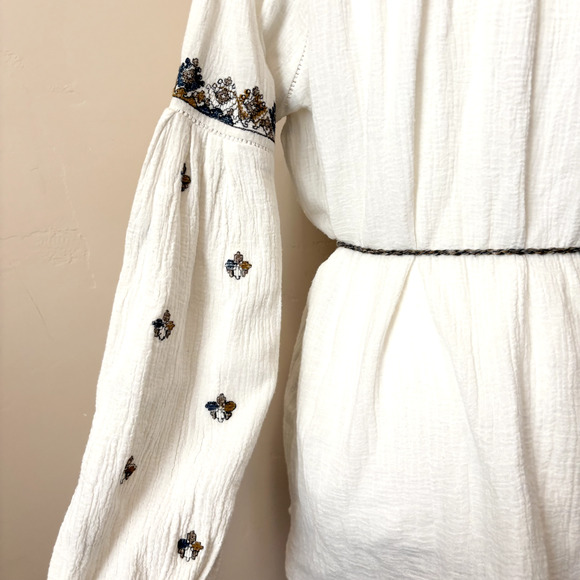 Scarlet Poppies Ibiza S/M Tunic Top Chic Embroidered Belted Beach - Picture 10 of 16